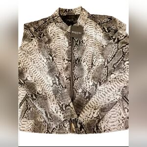 Brand New Women's Snake Print Vegan Leather Jacket